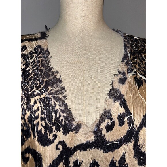 KOMAROV Women's Midi Cocktail Dress size 2X Crinkle Lace Trim V-Neck Whimsygoth - Picture 3 of 15